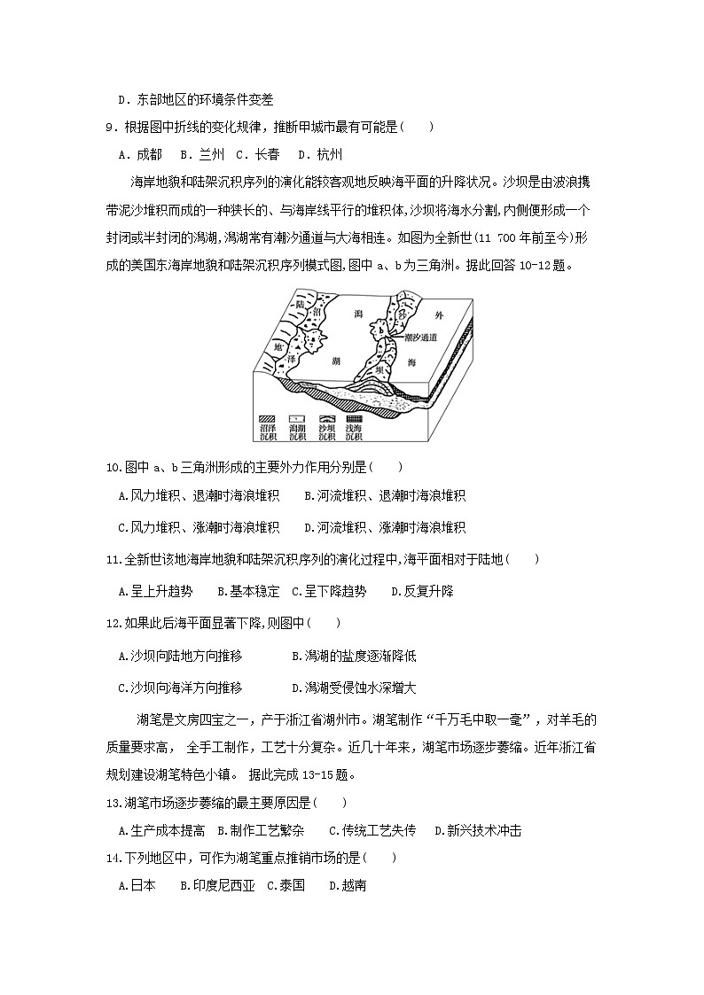 【地理】广东省六校联盟（深圳实验广州二中珠海一中惠州一中东莞中学中山纪中）2020届高三上学期第一次联考 试卷03