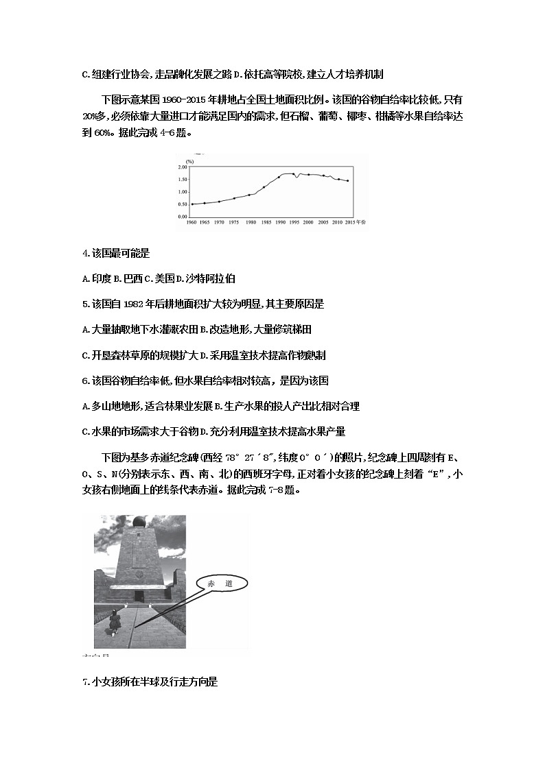河北省衡水中学2020届高三卫冕联考文科综合地理试题02
