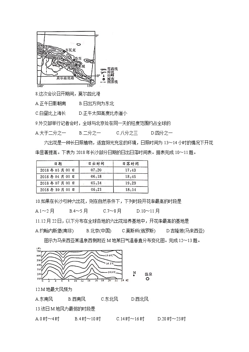 安徽省全国示范高中名校2020届高三10月联考试题 地理03