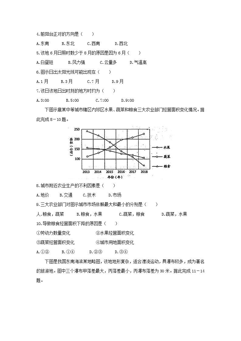 【地理】江西省南昌市2020届高三上学期开学摸底考试02