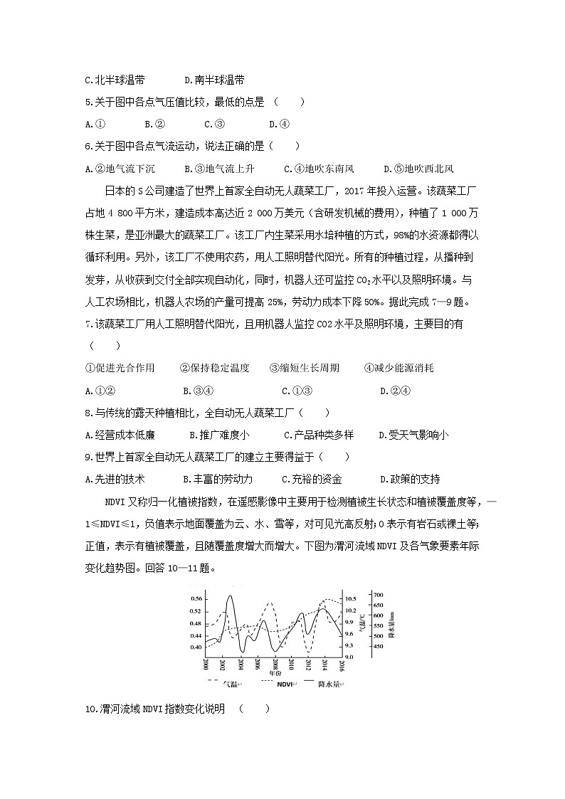 【地理】内蒙古鄂尔多斯市第一中学2020届高三第四次调研考试02