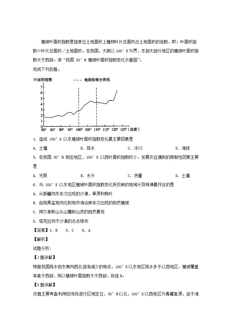 四川省宜宾市叙州区第一中学2020届高三上学期开学考试文综-地理试题02