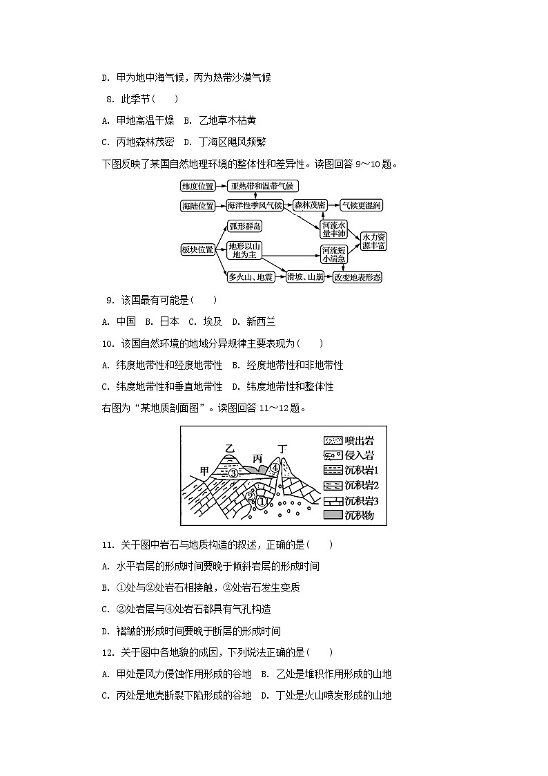 【地理】江苏省苏州市南京师范大学苏州实验学校2020届高三上学期模拟考试03