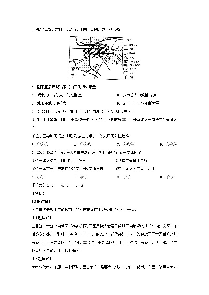 【地理】山东省新泰二中2018-2019学年高一下学期第一次月考（解析版） 试卷02