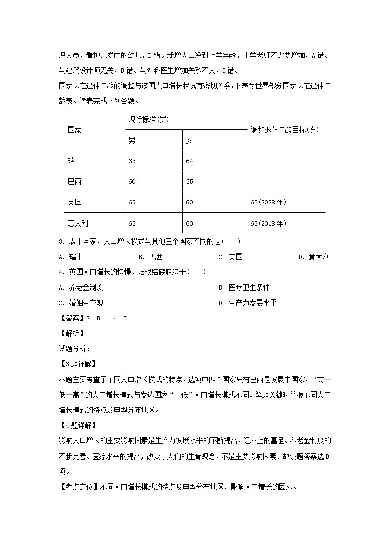 【地理】山西省长治二中2018-2019学年高一下学期第一次月考（解析版） 试卷02