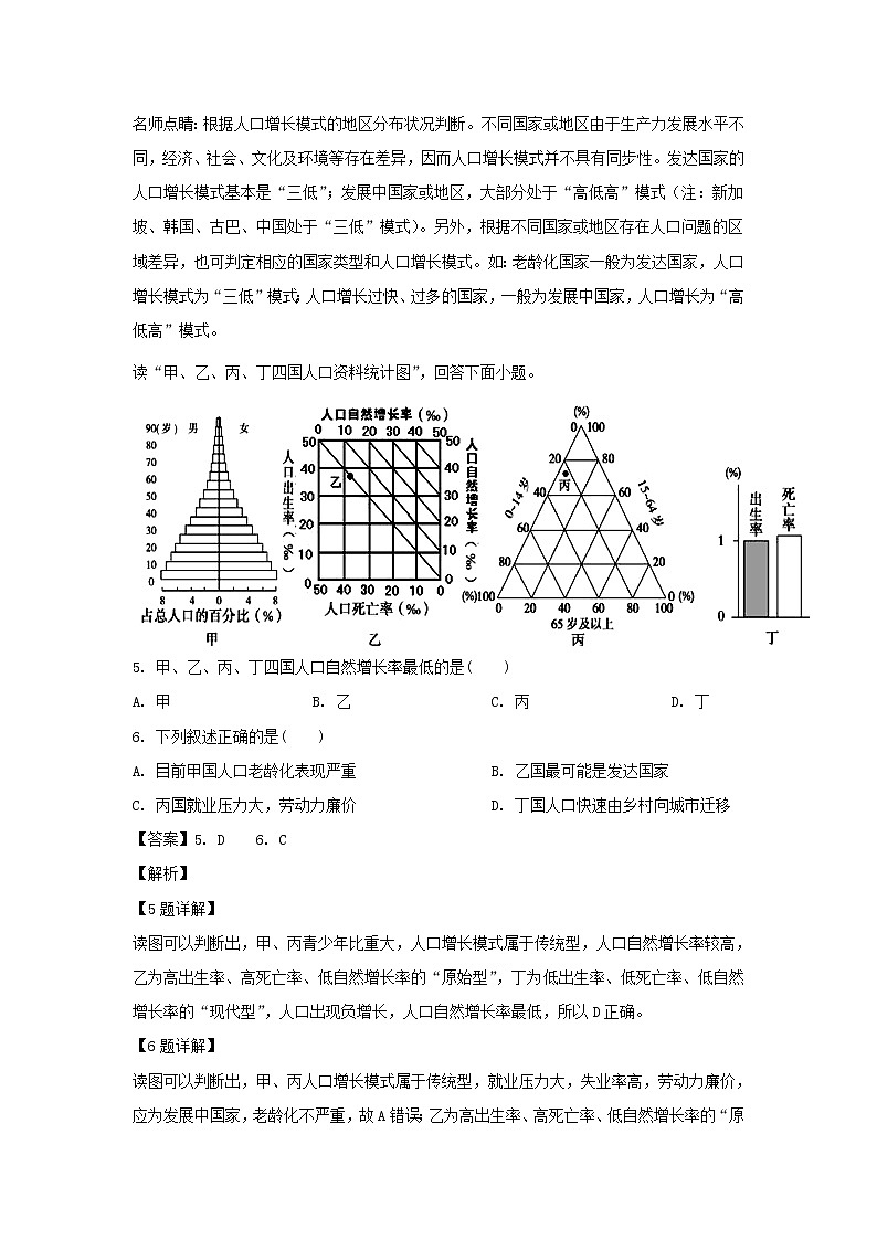 【地理】山西省长治二中2018-2019学年高一下学期第一次月考（解析版） 试卷03