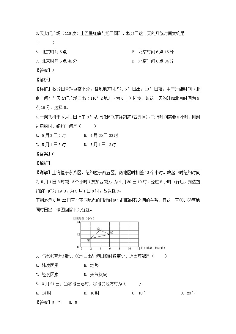 【地理】四川省成都市外国语学校2018-2019学年高一下学期入学考试（解析版）第2页