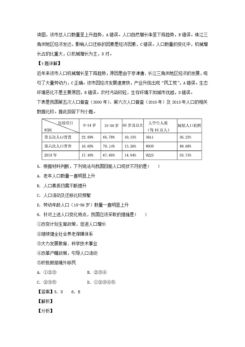 【地理】四川省邻水实验学校2018-2019学年高一下学期第一次月考（解析版） 试卷03