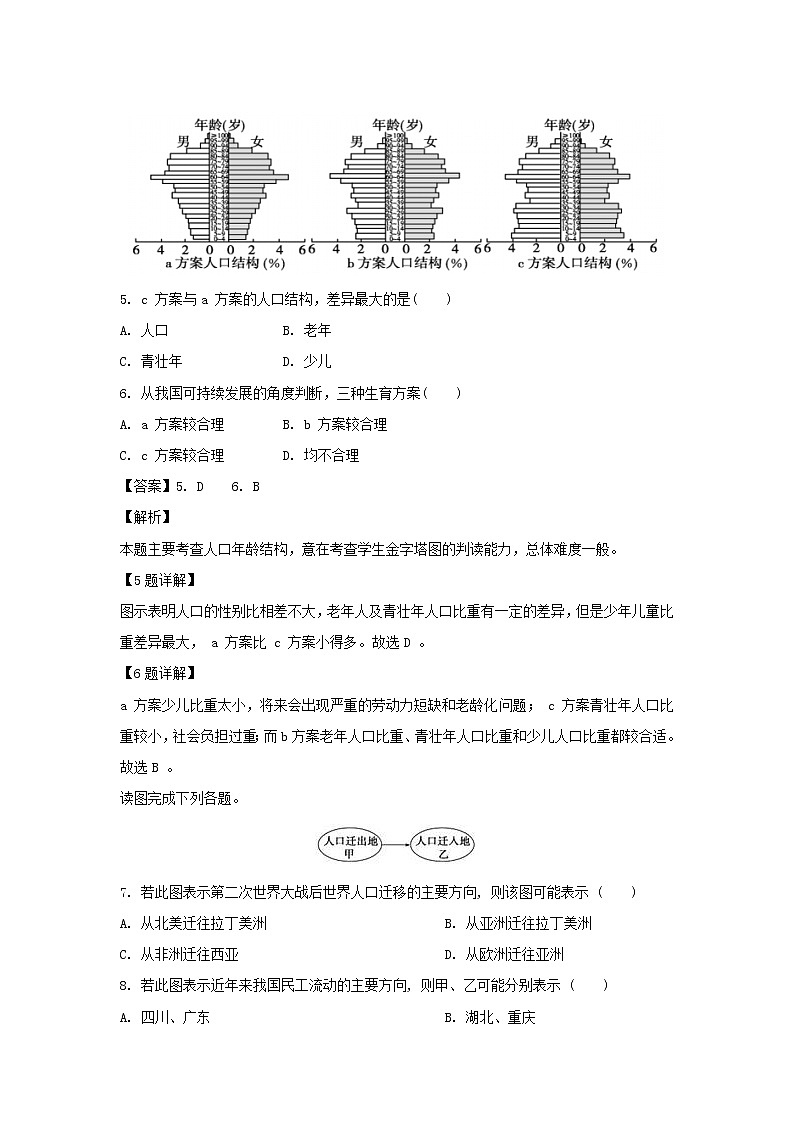 【地理】云南省华宁县第十二中学2018-2019学年高一下学期3月模拟（解析版） 试卷03