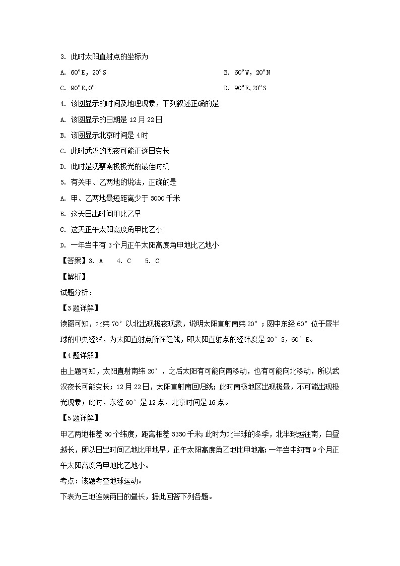 【地理】云南省玉溪一中2018-2019学年高一下学期第一次月考（解析版）第2页