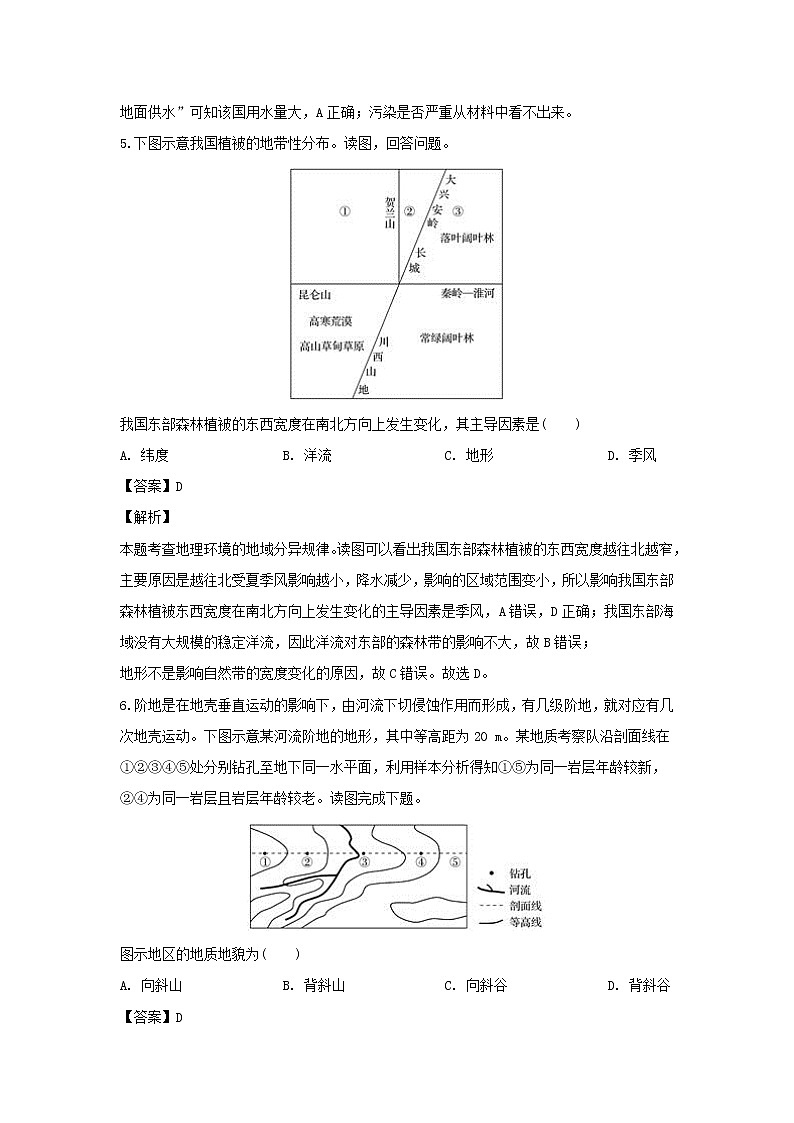 【地理】云南省广南二中2018-2019学年高一6月月考（解析版）第3页