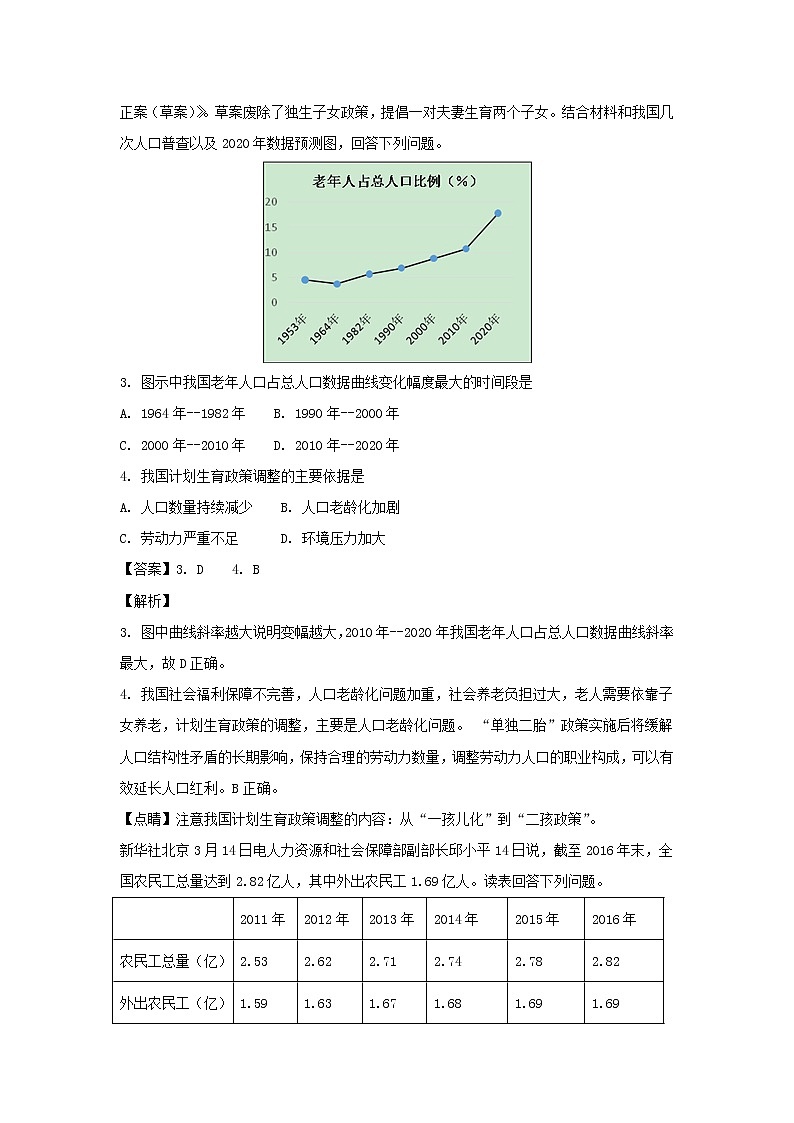 【地理】江苏省东台市时堰中学等六校2016-2017学年高一下学期期中联考(解析版) 试卷02