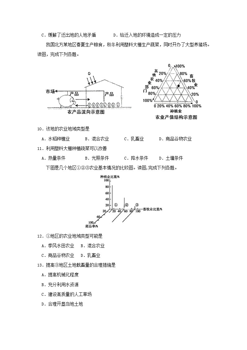 【地理】江苏省苏州市张家港高级中学 2018-2019学年高一下学期5月月考 试卷03