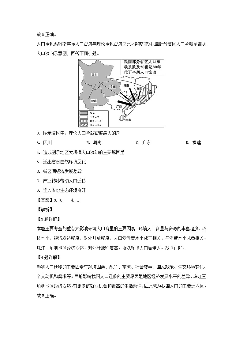 【地理】江苏省苏州陆慕高级中学2018-2019学年高一5月月考（解析版） 试卷02
