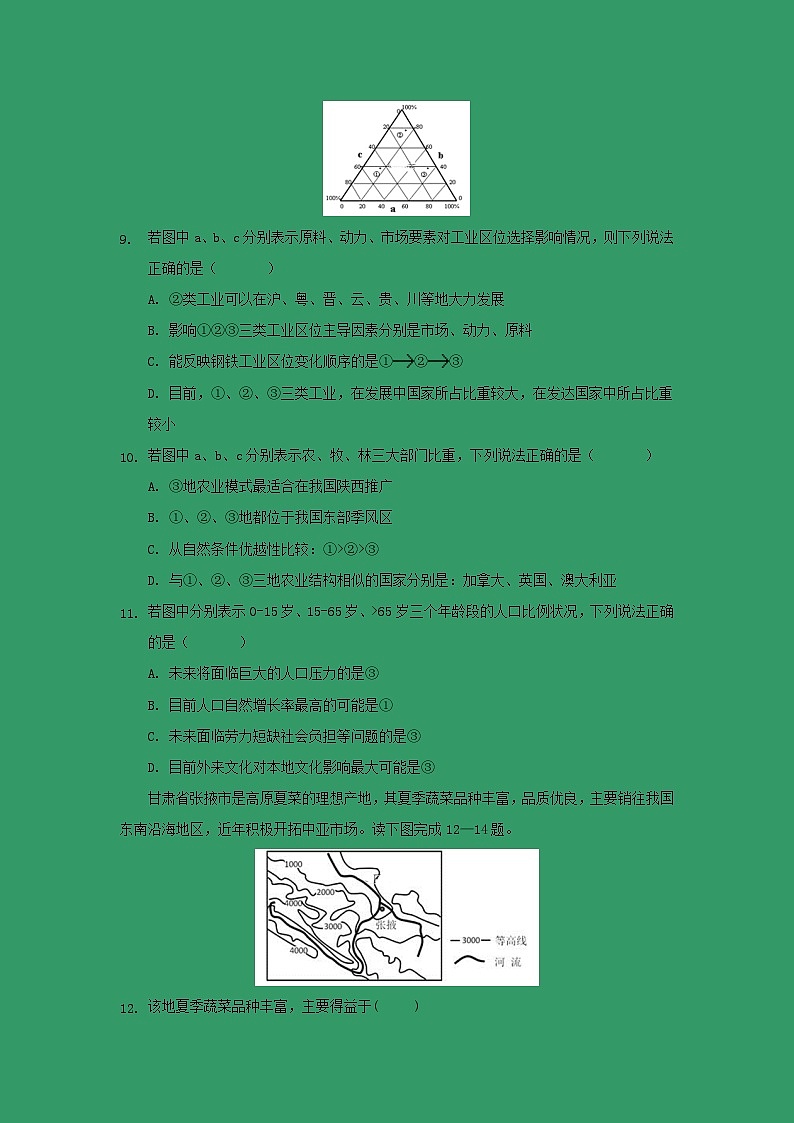 【地理】江西省九江市同文中学2018-2019学年高一下学期段二考试第3页
