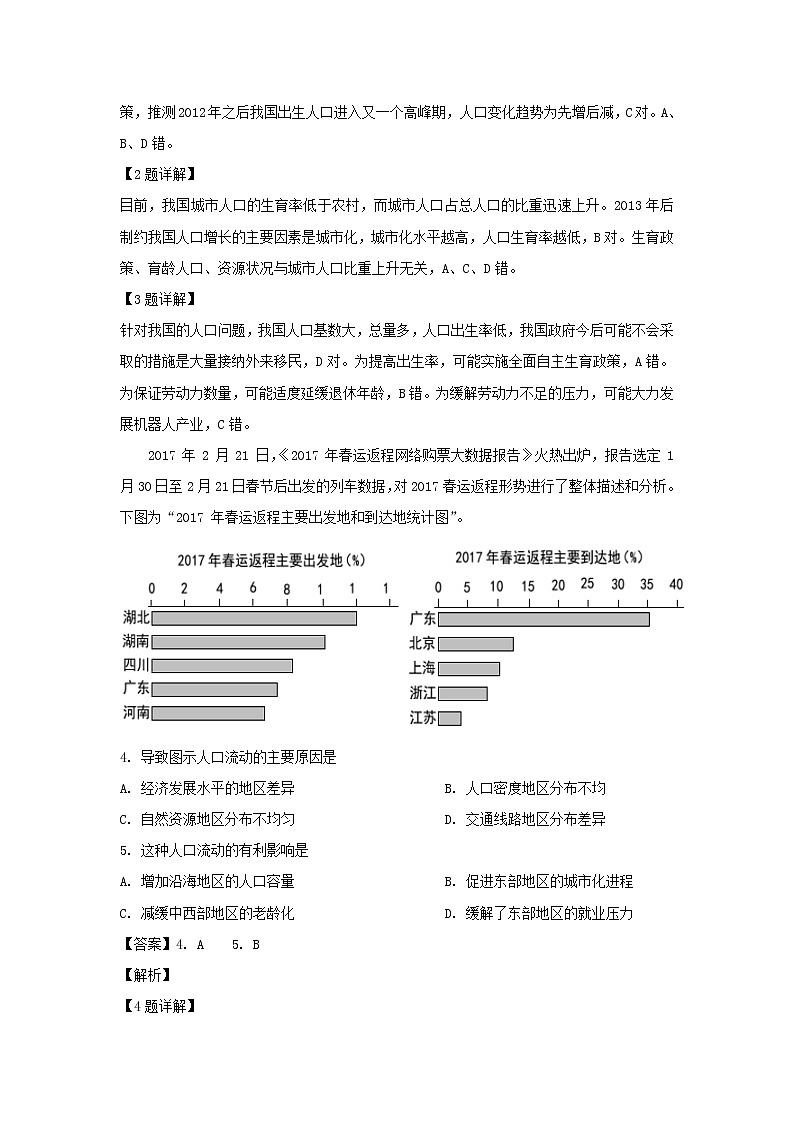 【地理】江西省上饶县中学2018-2019学年高一下学期第一次月考（统招班）（解析版） 试卷02