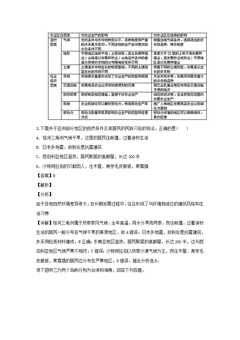 【地理】宁夏石嘴山市第三中学2018-2019学年高一5月月考（解析版）第2页