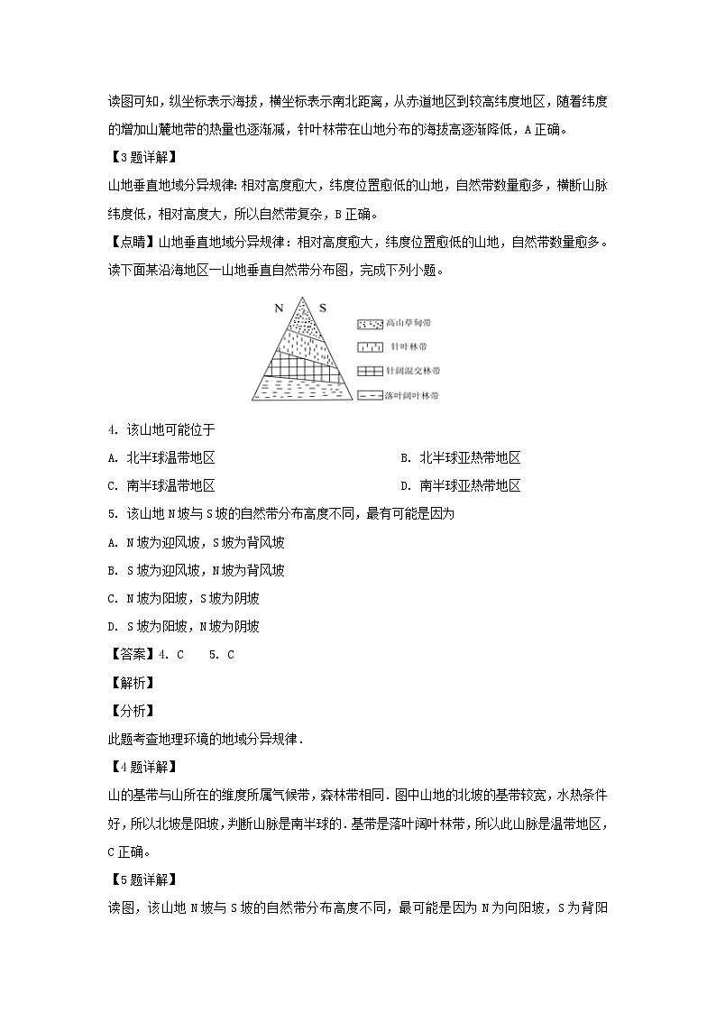 【地理】黑龙江省黑河市逊克县第一中学2018-2019学年高一下学期第一次月考（解析版）第2页