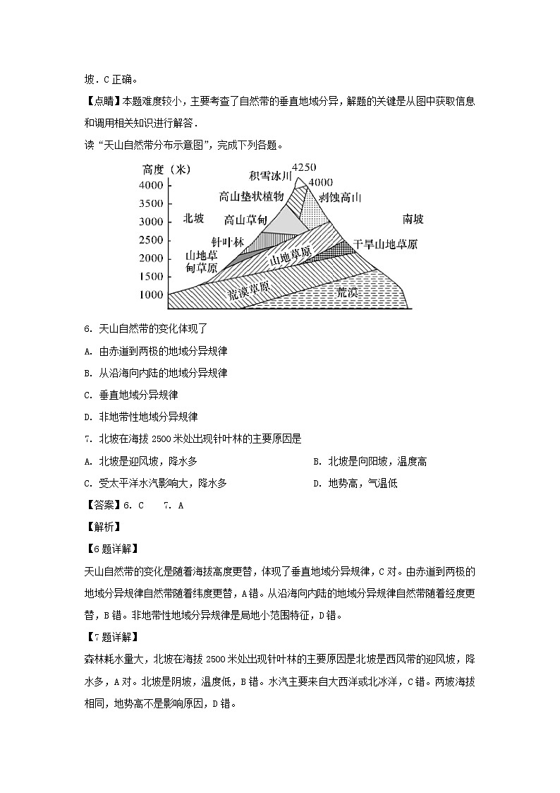 【地理】黑龙江省黑河市逊克县第一中学2018-2019学年高一下学期第一次月考（解析版）第3页