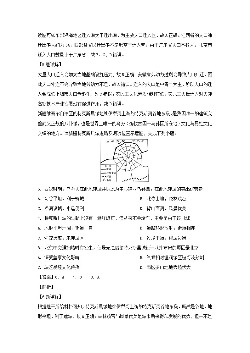 【地理】黑龙江省齐齐哈尔市第八中学2018-2019学年高一6月月考（解析版） 试卷03