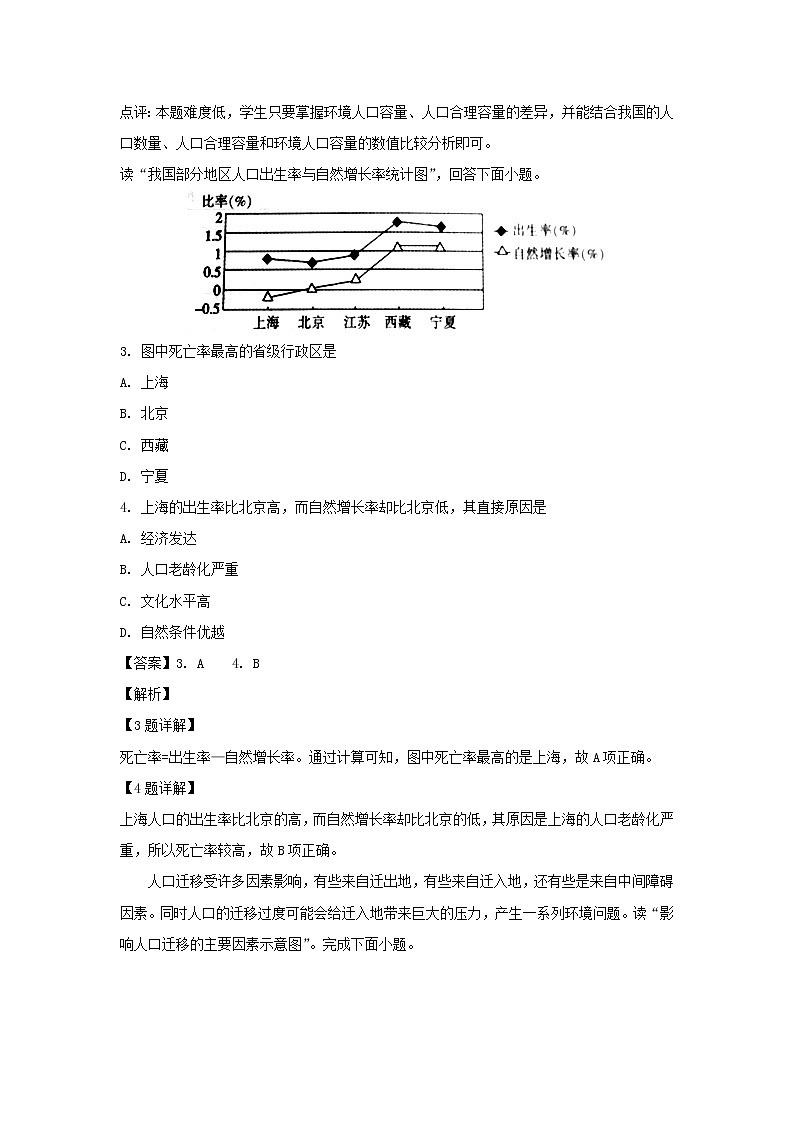 【地理】湖北省黄冈市荆州中学2018-2019学年高一下学期5月月考（解析版）第2页