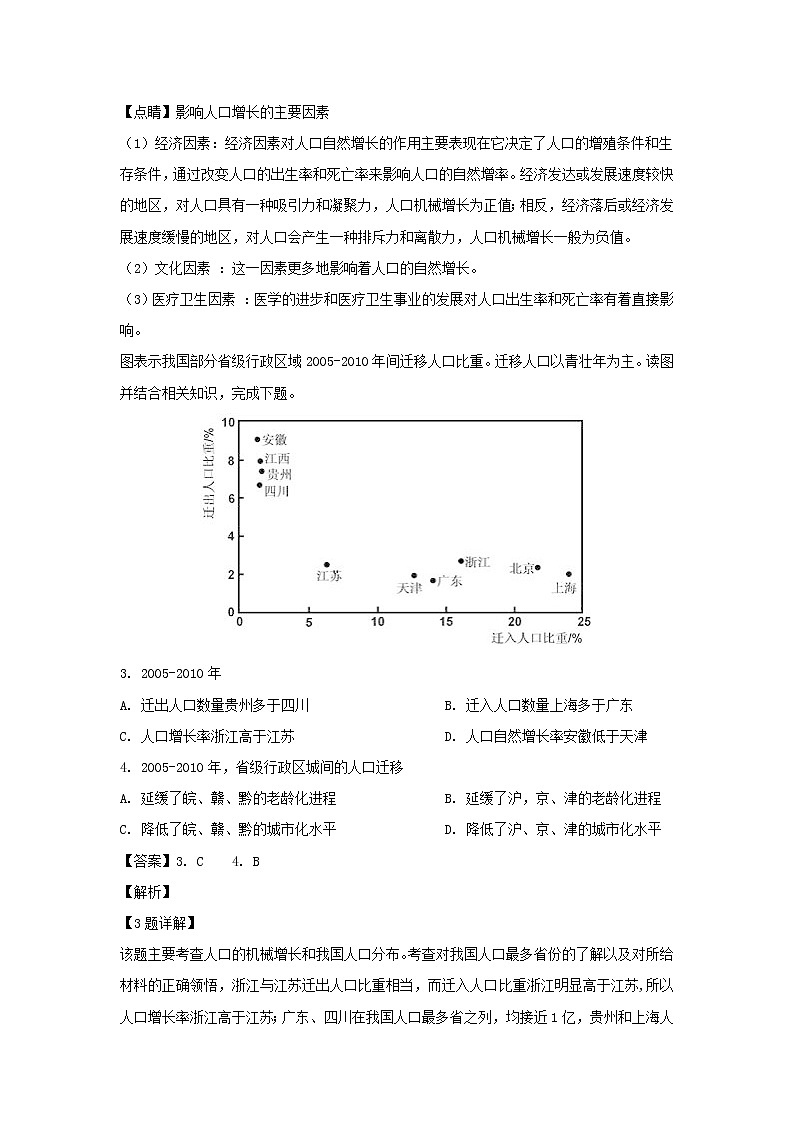 【地理】湖北省宜昌市葛洲坝中学2018-2019学年高一5月月考（解析版） 试卷02