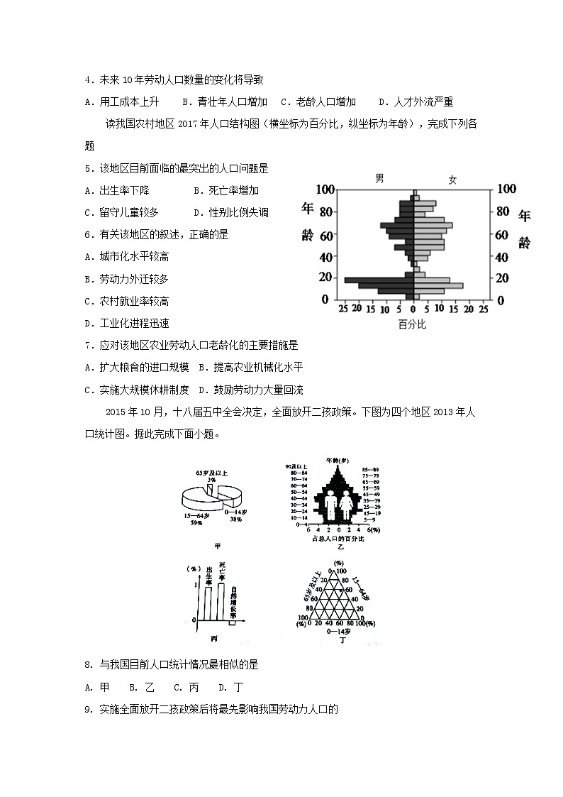 【地理】湖南省双峰县第一中学2018-2019学年高一6月月考 试卷02