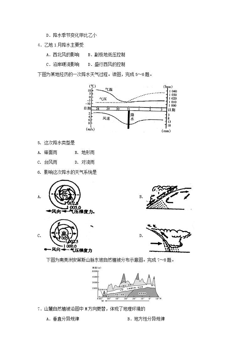 【地理】湖南省岳阳县第一中学2018-2019学年高一下学期期终考试02