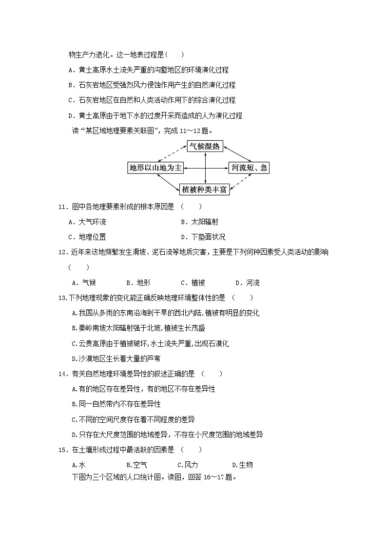 【地理】贵州省贵阳清镇北大培文学校2018-2019学年高一3月月考 试卷03