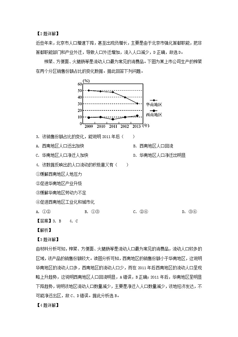 【地理】河北省邯郸市大名县第一中学2018-2019学年高一（清北组）下学期第一次半月考（解析版） 试卷02