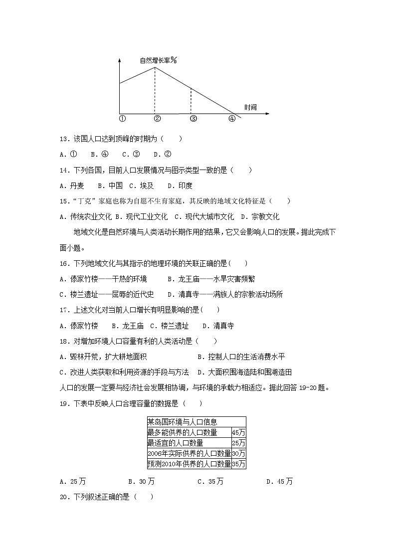 【地理】河北省永清县第一中学2018-2019学年高一3月月考 试卷03