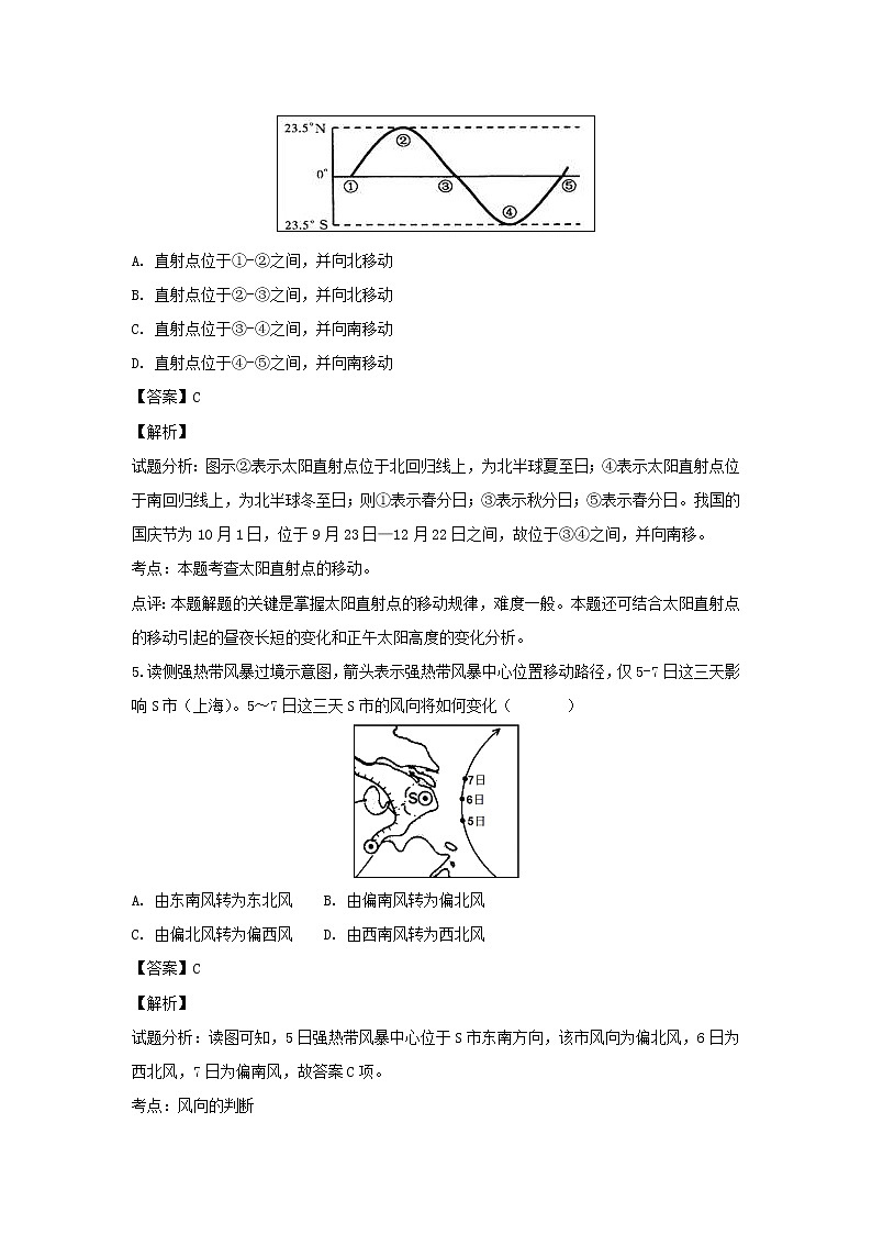 【地理】安徽省定远县第三中学2018-2019学年高一下学期开学考试(解析版)03