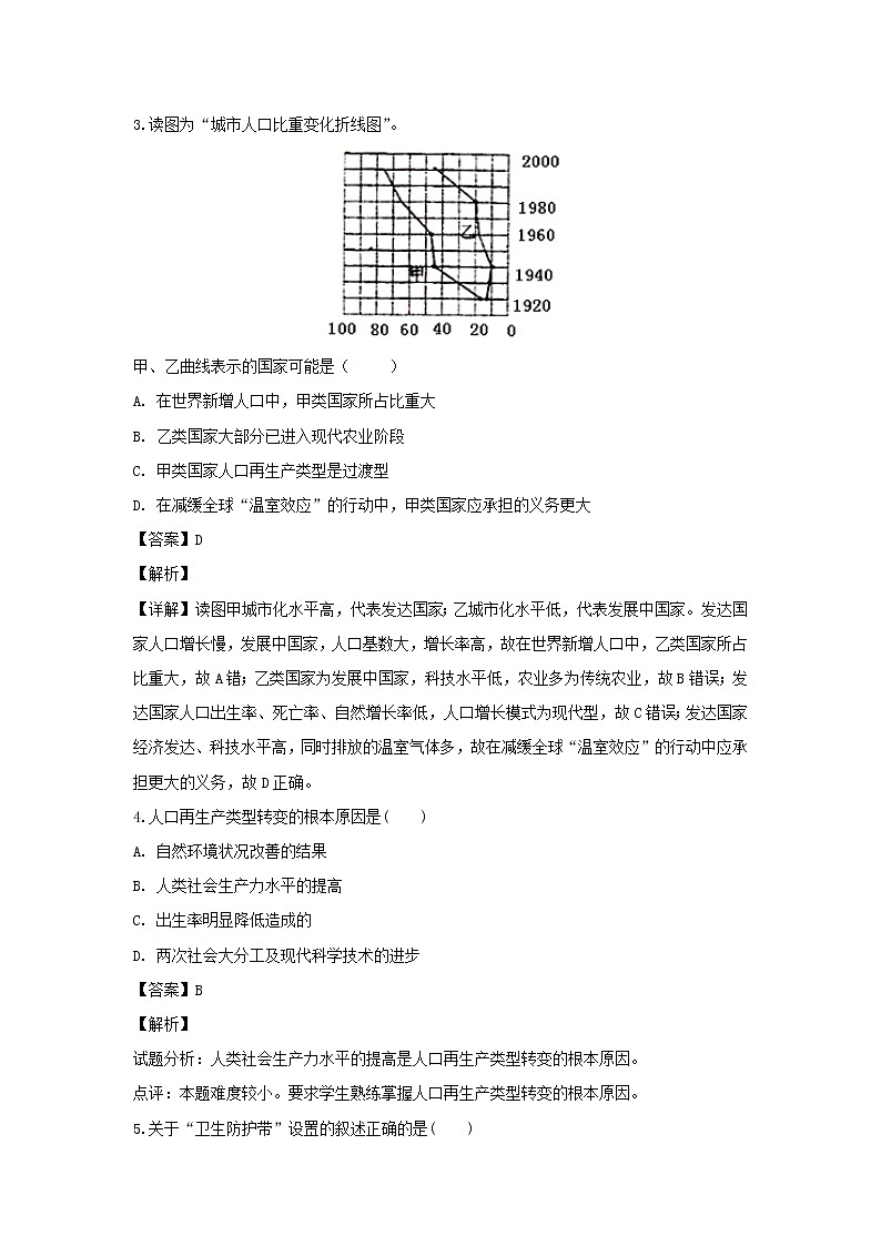 【地理】北京市昌平区新学道临川学校2018-2019学年高一下学期第三次月考 试卷02