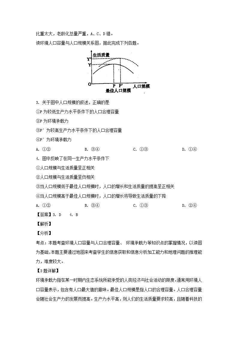 【地理】福建省南安市侨光中学2018-2019学年高一5月月考（解析版） 试卷02