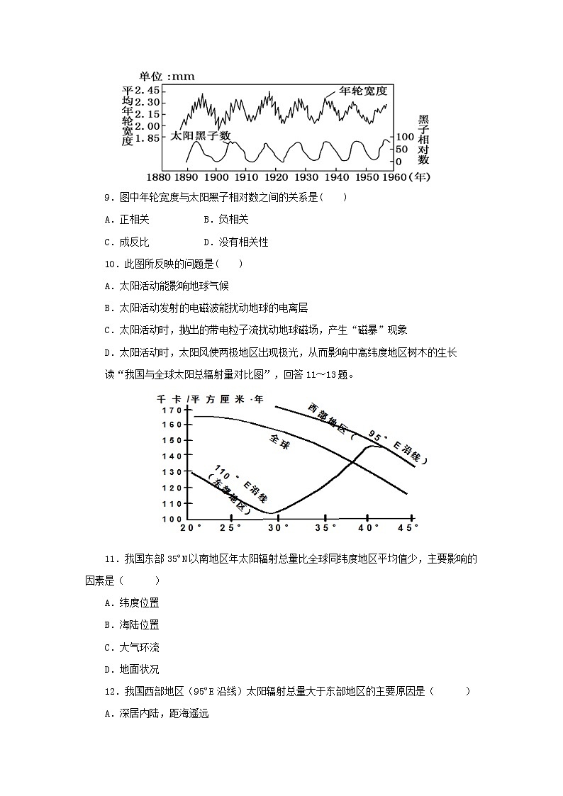 【地理】山东省惠民县第二中学2018-2019学年高一上学期第一次月考 试卷03
