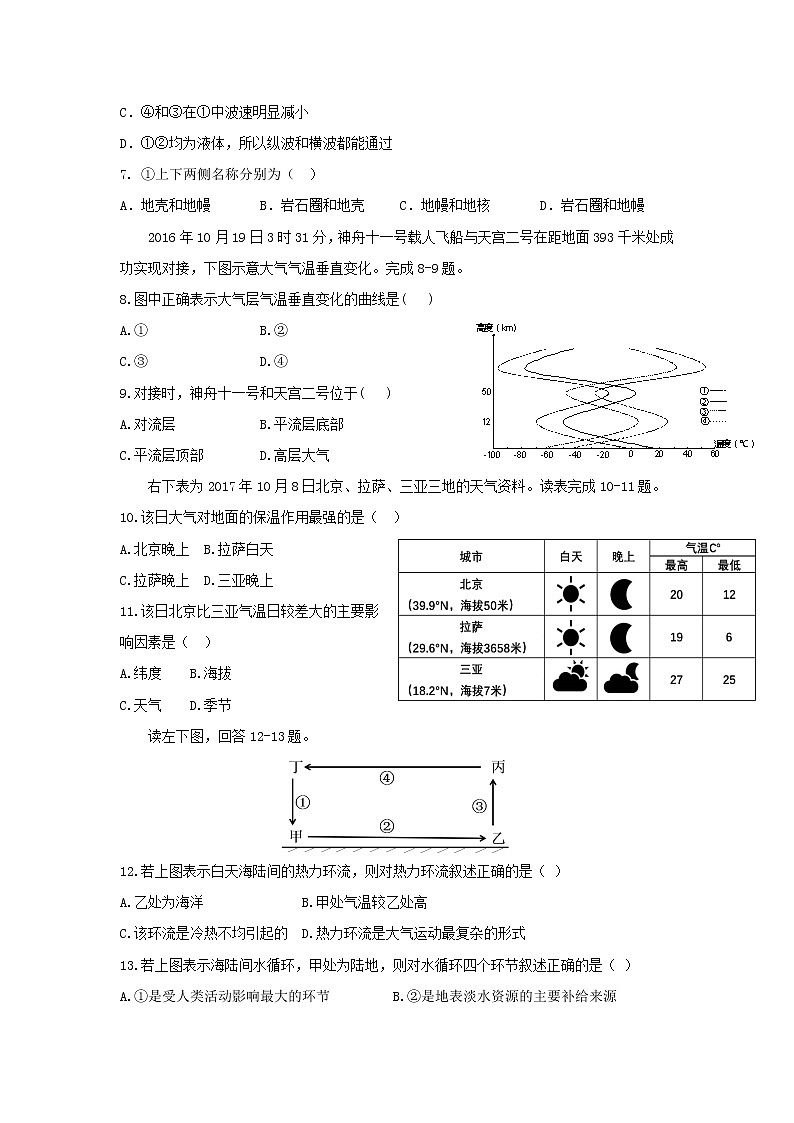 【地理】山东省菏泽第一中学八一路校区2018-2019学年高一上学期12月月考 试卷02