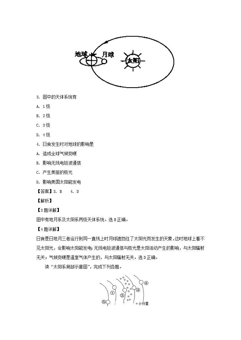 【地理】山西省长治市第二中学2018-2019学年高一上学期第一次月考（解析版） 试卷02