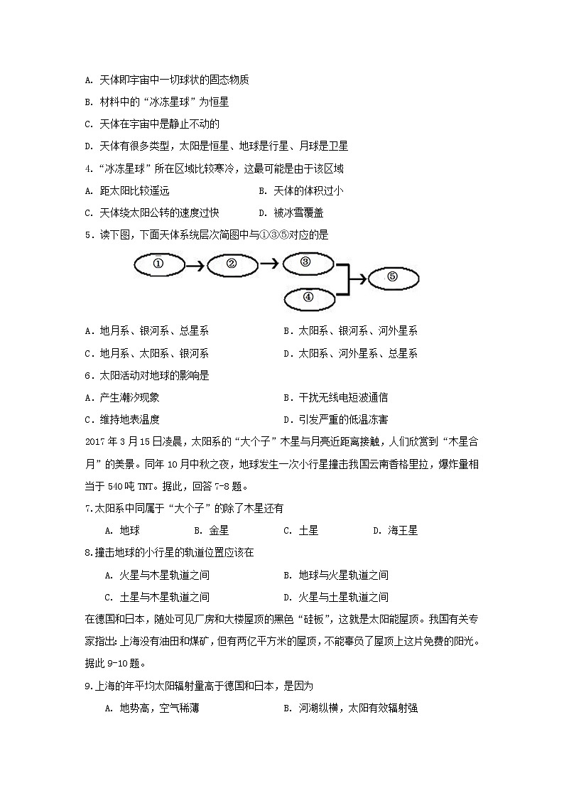 【地理】天津市静海县第一中学2018-2019学年高一9月学生学业能力调研第2页