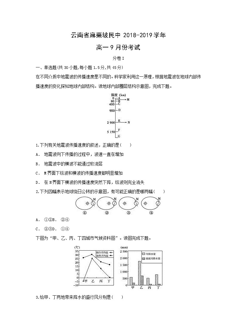 【地理】云南省麻栗坡民中2018-2019学年高一9月份考试第1页