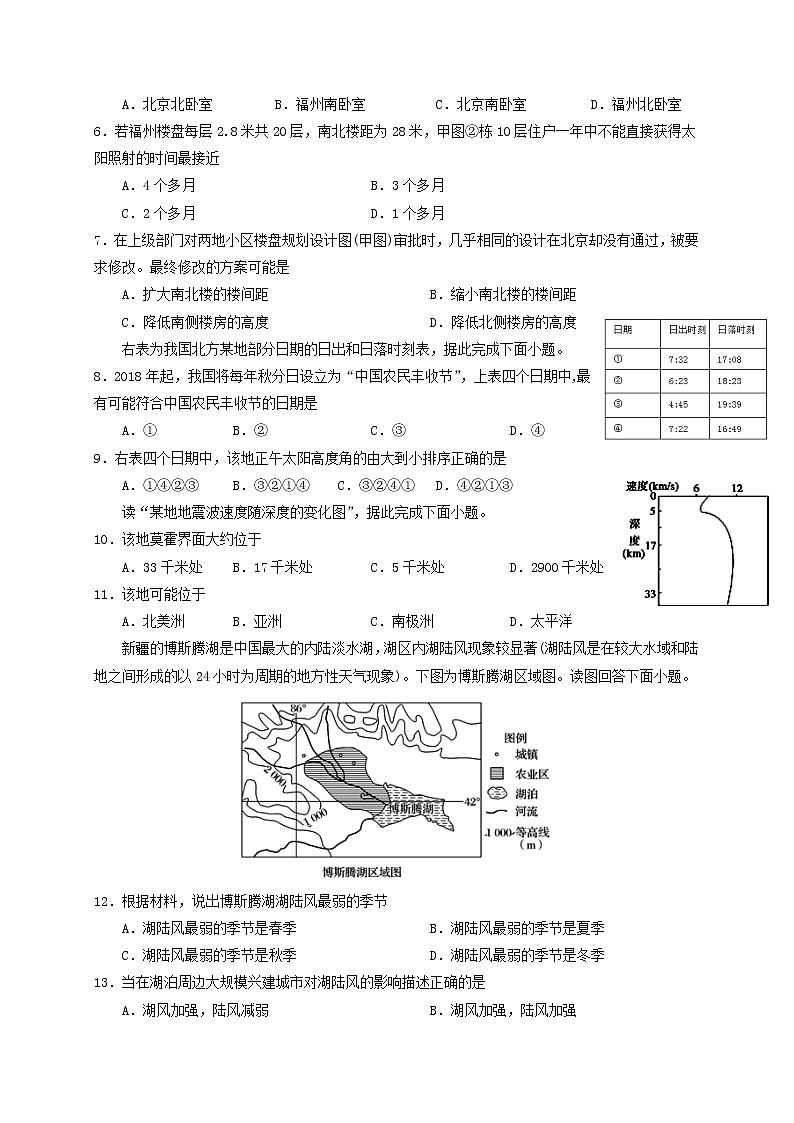 【地理】河南省林州市第一中学2019-2020学年高一上学期12月月考 试卷02