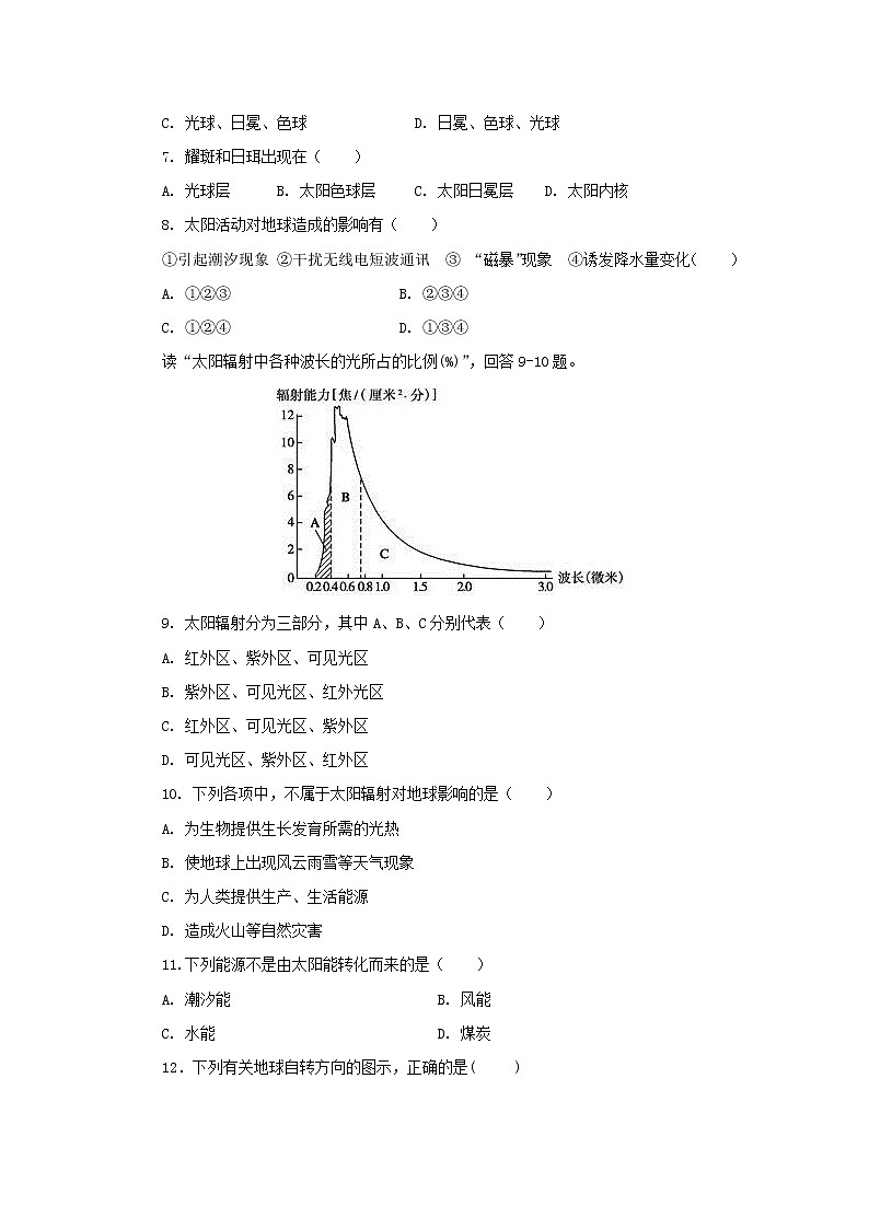 【地理】黑龙江省双鸭山市第一中学2018-2019学年高一上学期第一次月考第2页