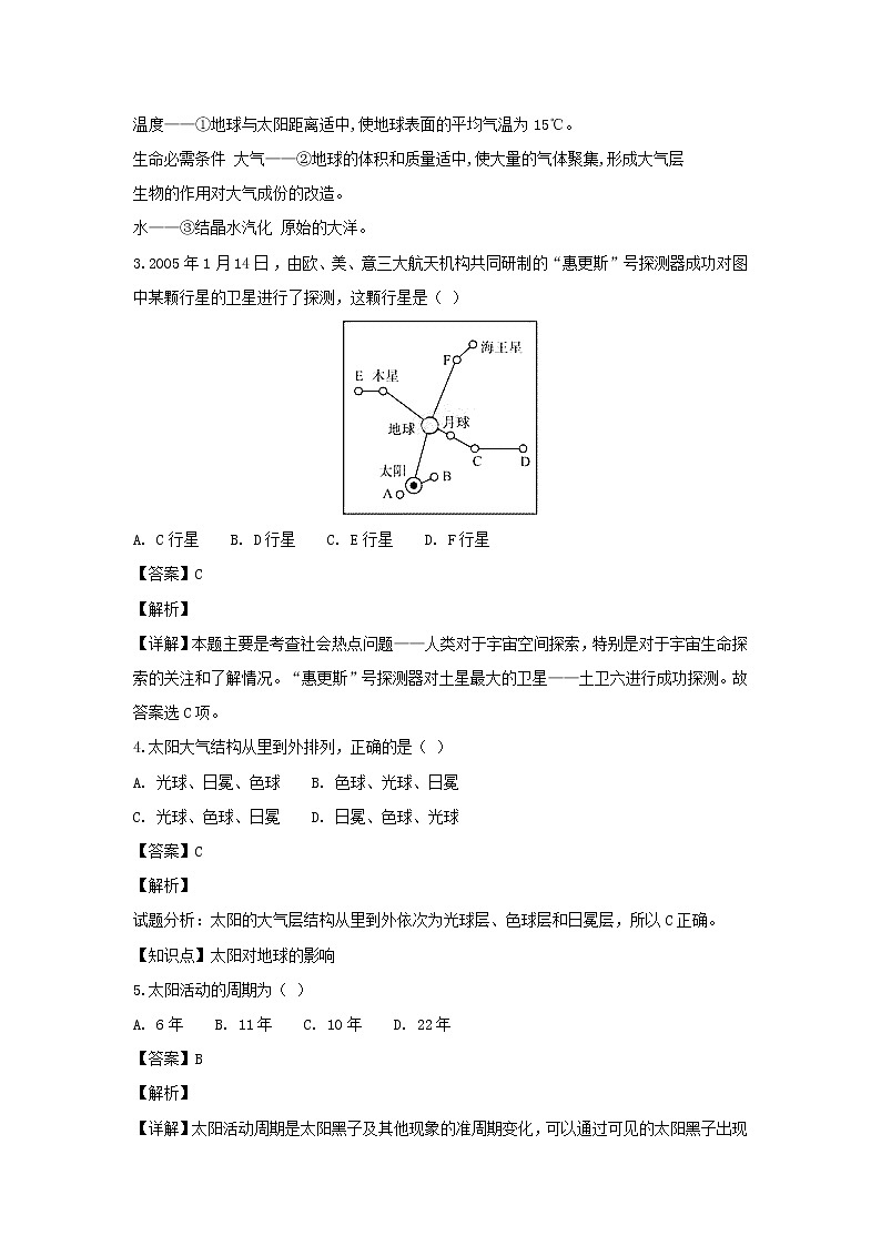 【地理】广西浦北县第二中学2018-2019学年高一9月月考(解析版) 试卷02