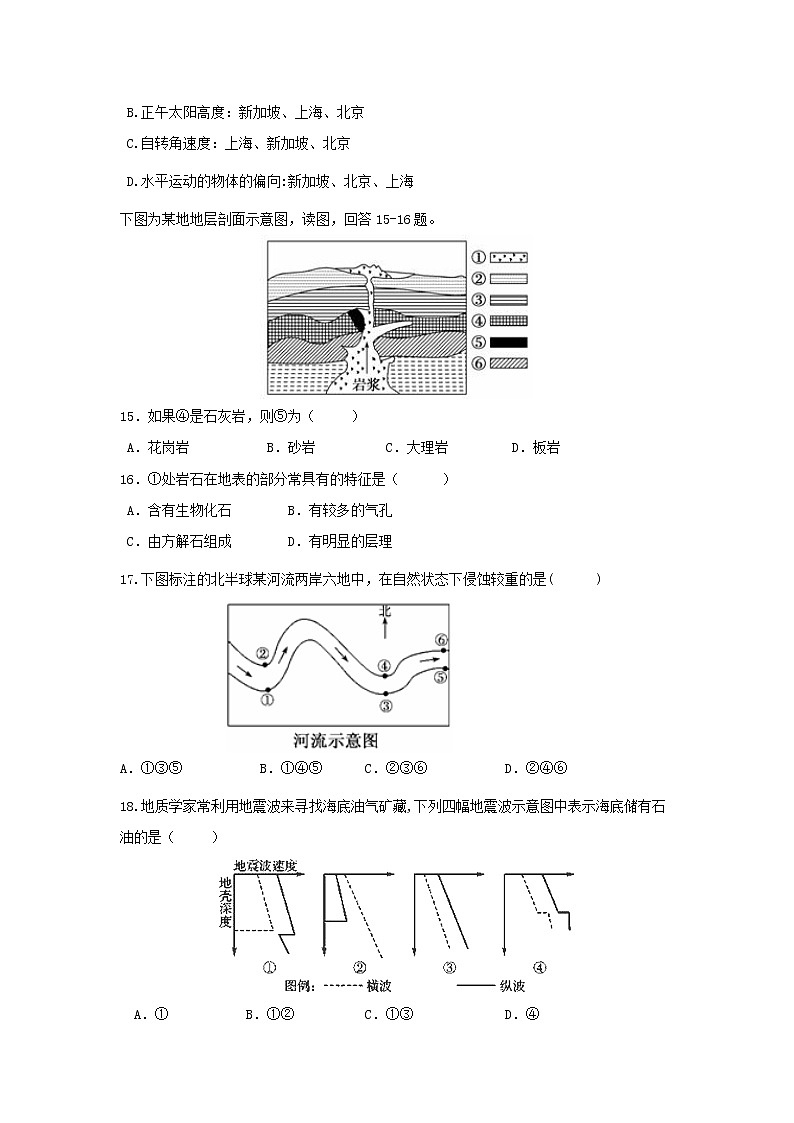 【地理】贵州省兴仁市凤凰中学2019-2020学年高一上学期第二次月考 试卷03