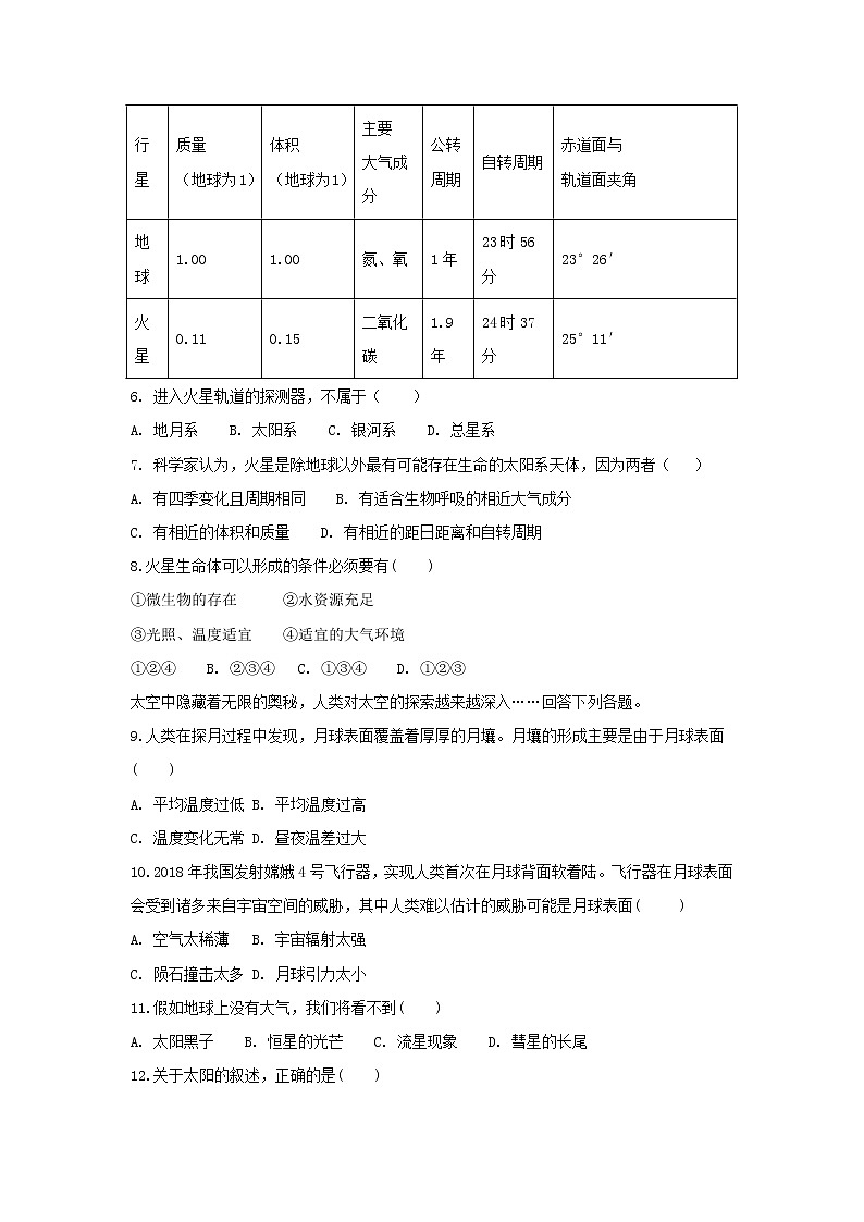 【地理】河北省安平中学2019-2020学年高一上学期第一次月考 试卷02