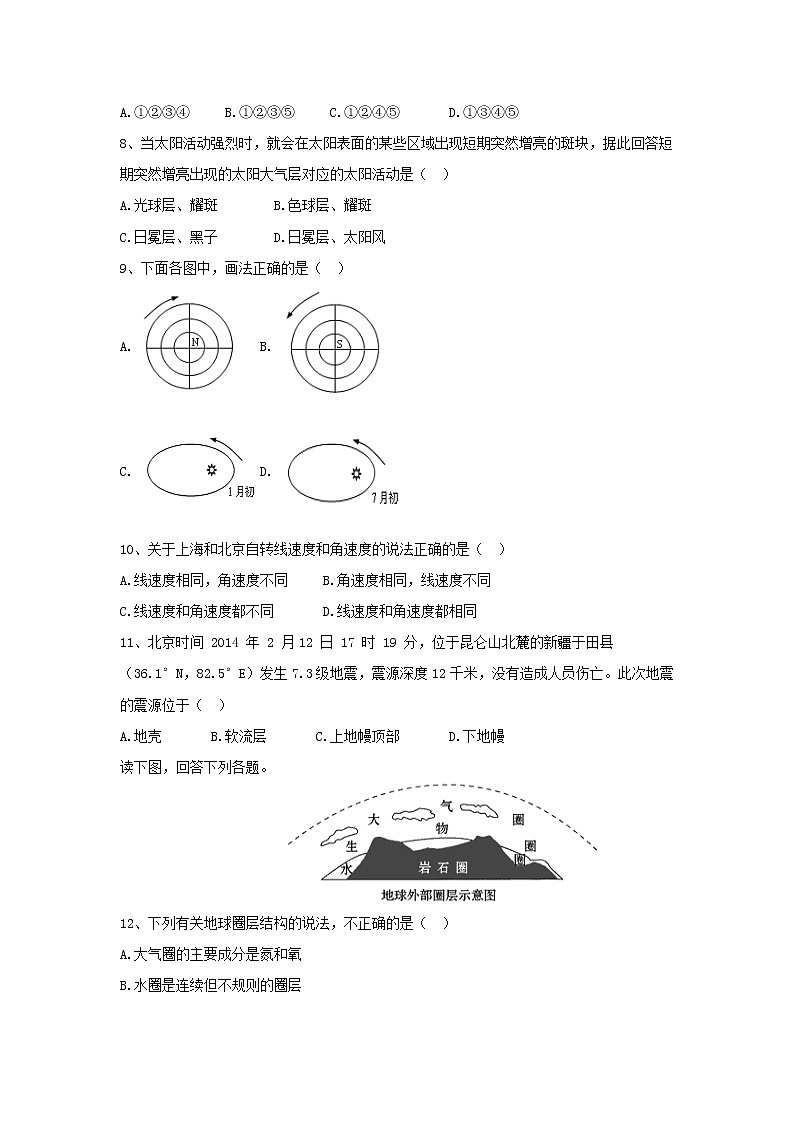【地理】河北省鸡泽县第一中学2019-2020学年高一12月月考 试卷02