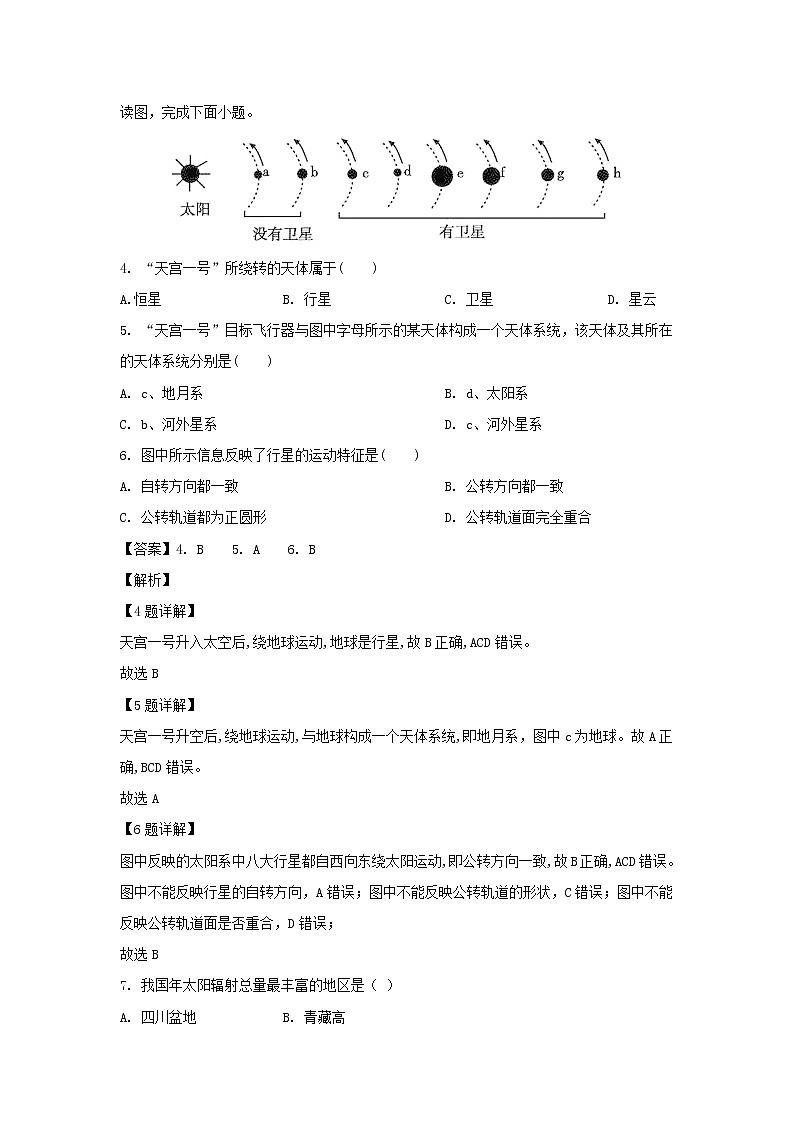 【地理】甘肃省定西市岷县第二中学2019-2020学年高一上学期第三次月考（解析版） 试卷02