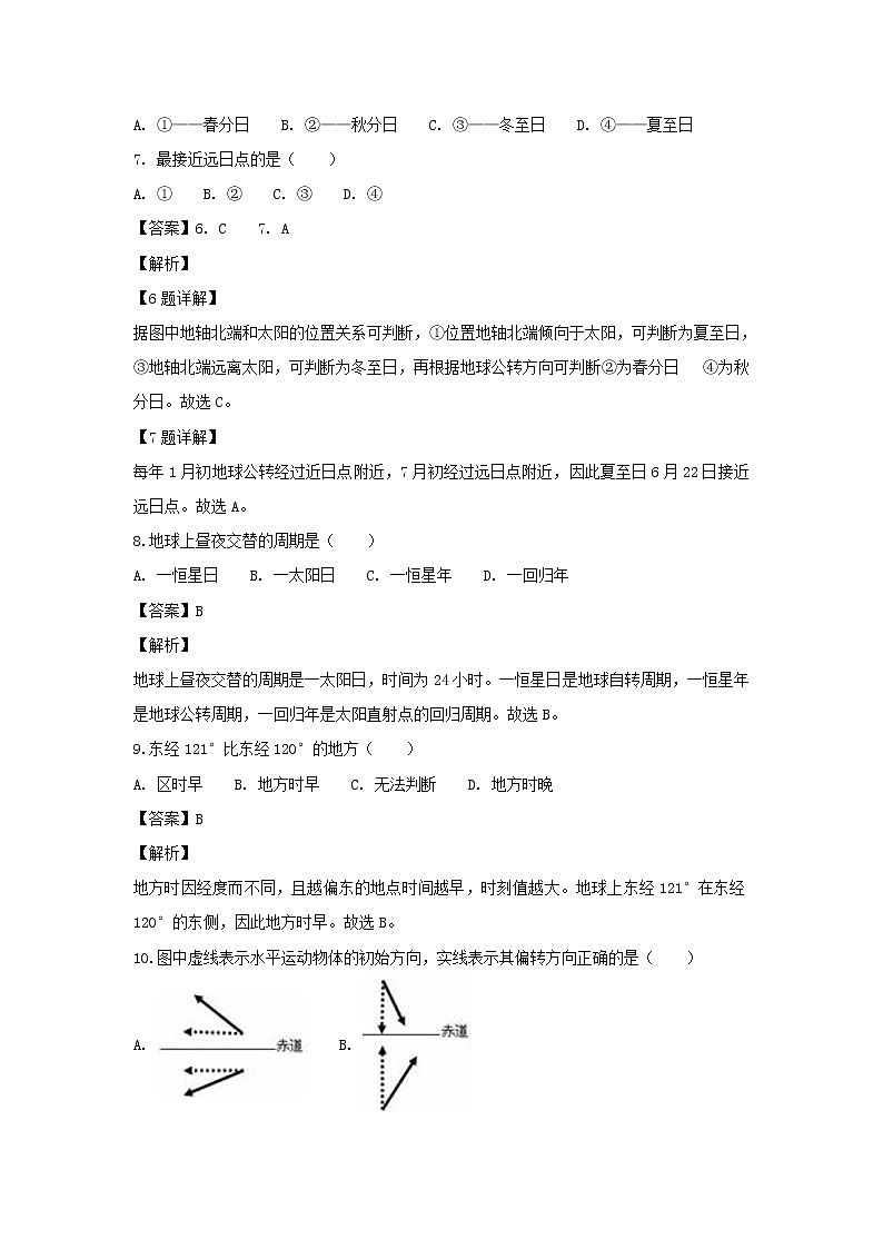 【地理】甘肃省武威第十八中学2018-2019学年高一上学期第一次月考(解析版) (1) 试卷03