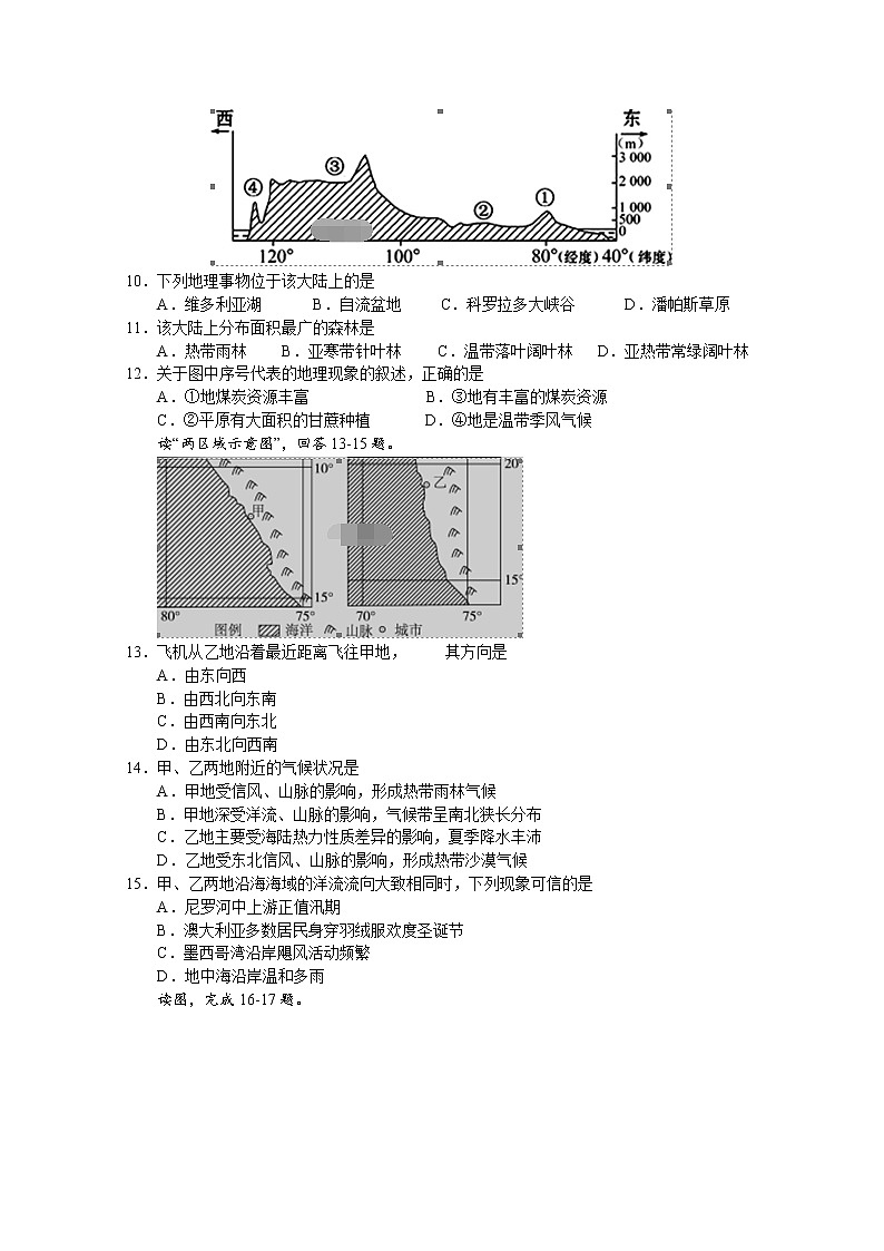 2019-2020学年山西省长治市第二中学高二上学期第一次月考地理试题 Word版03
