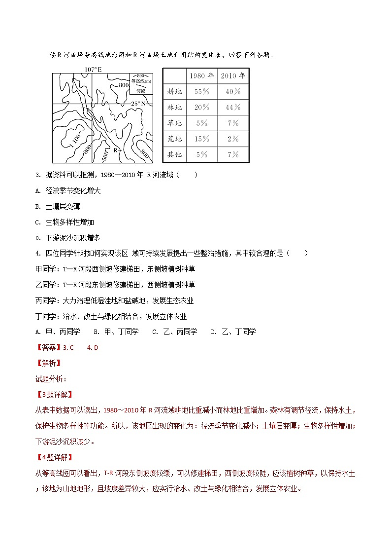 高二陕西省渭南中学2018-2019学年高二上学期第三次月考地理试卷（word解析版）02
