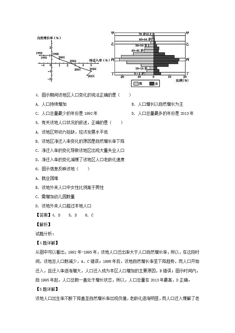 【地理】内蒙古集宁市第一中学2018-2019学年高一下学期期中考试（解析版）03